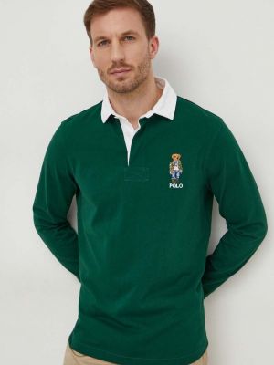 Памучна поло тениска с дълъг ръкав Polo Ralph Lauren зелено