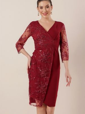 Čipkované večerné šaty By Saygı červená