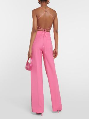 Vlněné kalhoty relaxed fit Area růžové