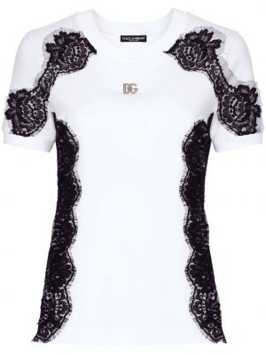 Памучна тениска с дантела Dolce & Gabbana