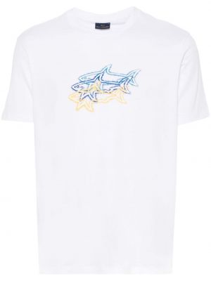 Raštuotas marškinėliai Paul & Shark balta