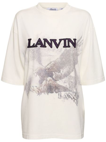 Тениска с принт с къс ръкав Lanvin бяло