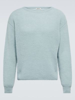 Jersey de lana de punto de tela jersey Auralee azul