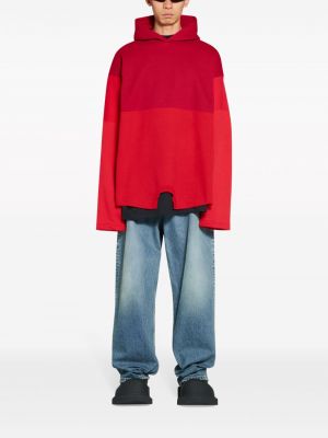 Bluza z kapturem bawełniana Balenciaga czerwona