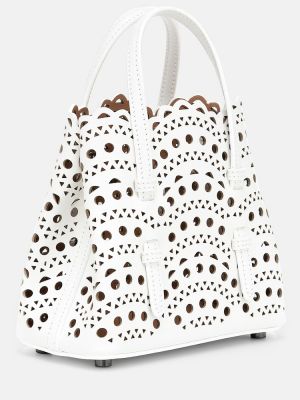 Kožená nákupná taška Alaã¯a biela
