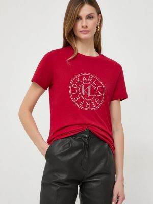 Памучна тениска Karl Lagerfeld червено