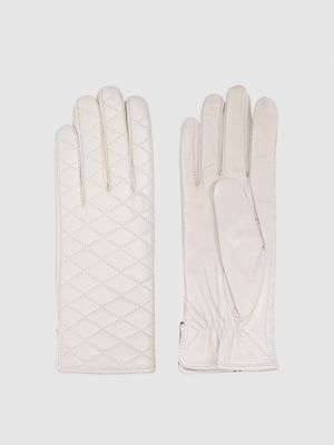 Стеганые кожаные перчатки Sermoneta Gloves бежевые