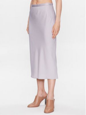 Priliehavá midi sukňa Calvin Klein fialová