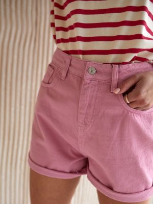 Pantaloni scurți din denim cu talie înaltă Fasardi roz