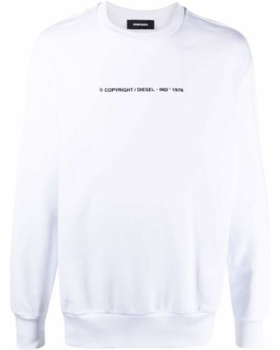 Bomull brodert sweatshirt Diesel hvit