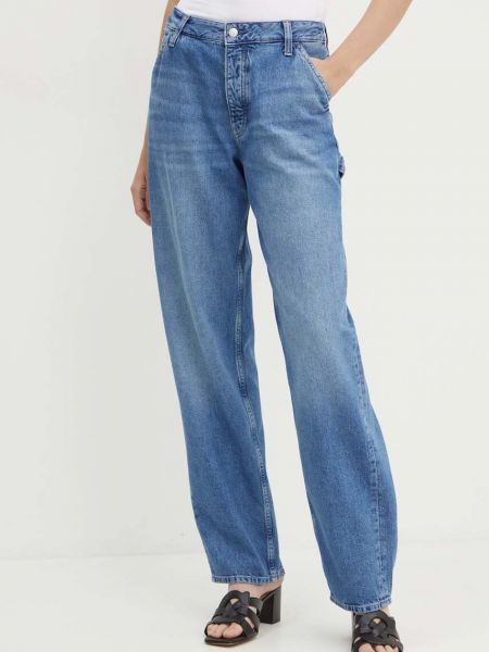 Dżinsy o regularnym kroju z wysoką talią Calvin Klein Jeans niebieskie