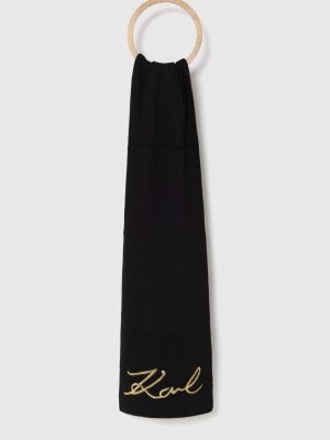 Черный шерстяной шарф с аппликацией Karl Lagerfeld