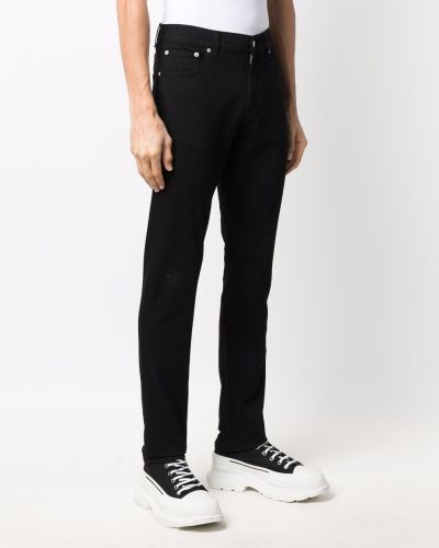 Straight fit džíny s výšivkou Alexander Mcqueen černé