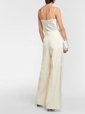 Μάλλινο παντελόνι με ψηλή μέση σε φαρδιά γραμμή Wardrobe.nyc λευκό