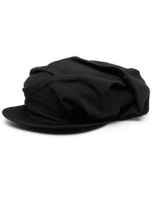 Czarny beret wełniany bawełniany drapowany Yohji Yamamoto