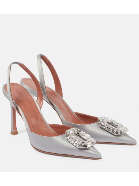 Slingback satiini avokkaat Amina Muaddi harmaa