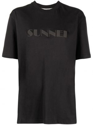 Raštuotas medvilninis marškinėliai Sunnei juoda