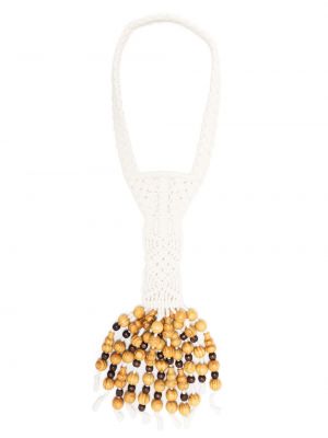 Pletený náhrdelník s korálky Chopova Lowena biela