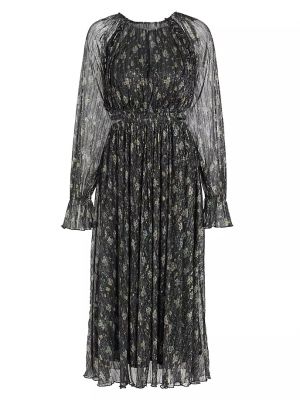 Плиссированное платье-миди с металлизированным цветочным принтом Moon River черный