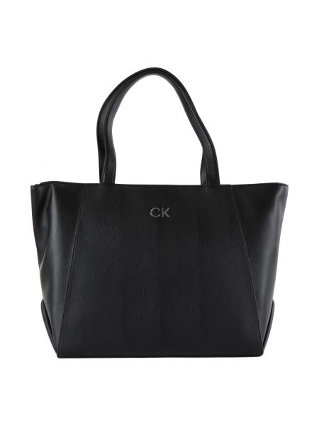 Shopperka skórzana Calvin Klein czarna