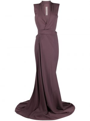 Коктейлна рокля без ръкави с v-образно деколте Rick Owens виолетово