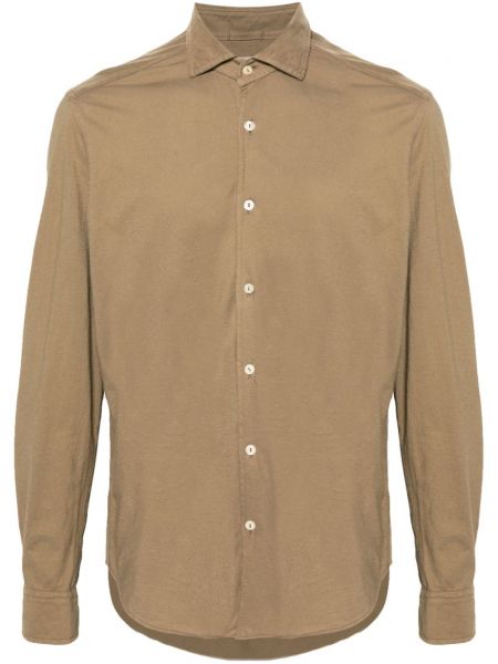 Džersinė medvilninė marškiniai Tintoria Mattei ruda