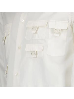 Camisa de algodón con bolsillos Fendi blanco