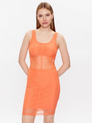 Дънкова рокля slim Calvin Klein Jeans оранжево