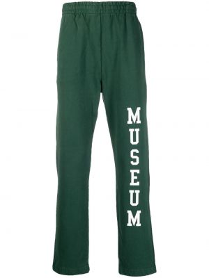 Kokvilnas treniņtērpa bikses ar apdruku Museum Of Peace & Quiet zaļš