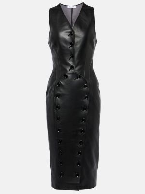 Δερμάτινη μίντι φόρεμα Alaia μαύρο