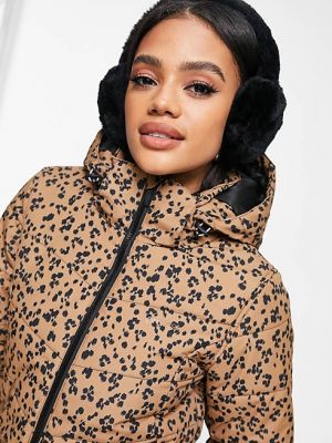 Коричневая зимняя куртка с леопардовым принтом Protest Snowdrops