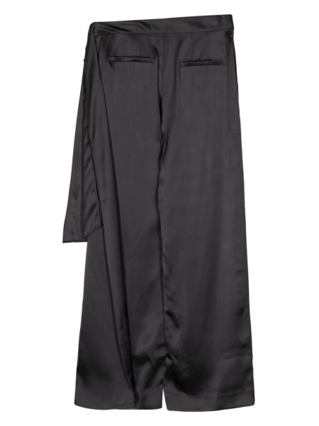 Saténové rovné kalhoty Stine Goya černé