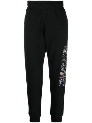 Памучни спортни панталони бродирани Moschino черно