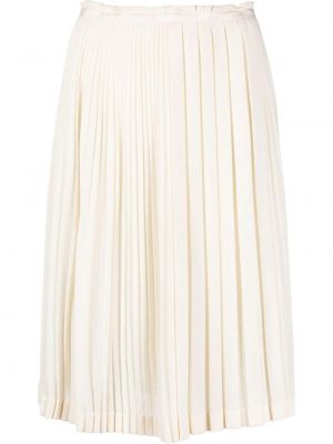 Hedvábné plisovaná sukně na zip Hermès - bílá