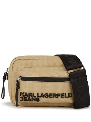 Bavlněná kabelka Karl Lagerfeld Jeans béžová