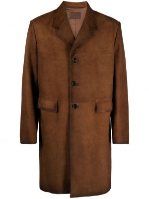 Kožený kabát Prada hnedá