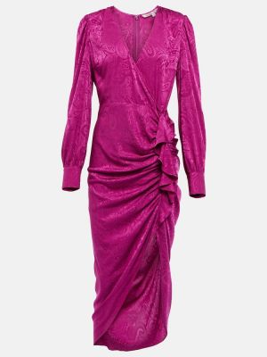 Rochie de mătase din viscoză din jacard Veronica Beard - roz
