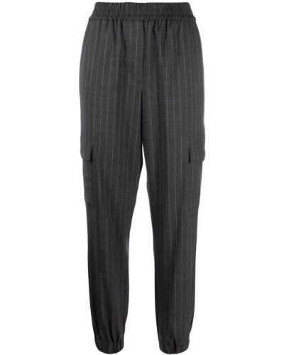 Pantalones ajustados a rayas Brunello Cucinelli gris
