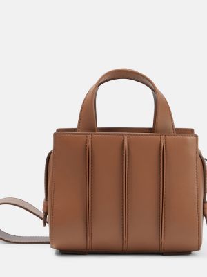 Kožená nákupná taška Max Mara hnedá