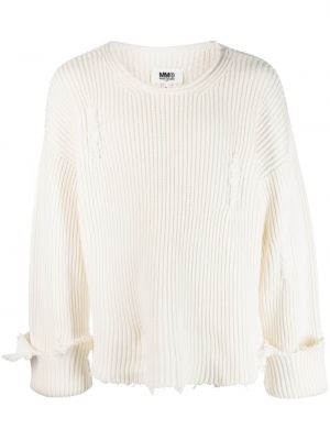 Obrabljen pulover Mm6 Maison Margiela bela