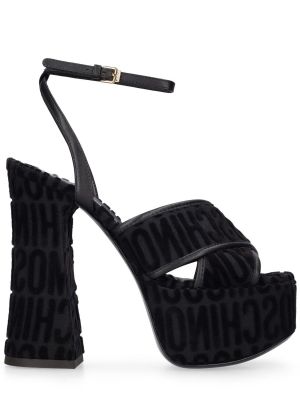 Sametové sandály na platformě Moschino černé