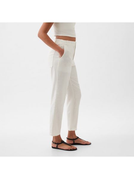 Lněné lněné kalhoty Gap bílé