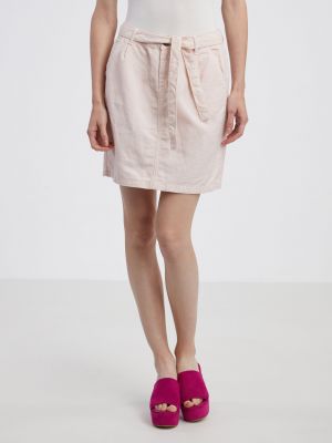 Λινή φούστα τζιν Camaieu ροζ