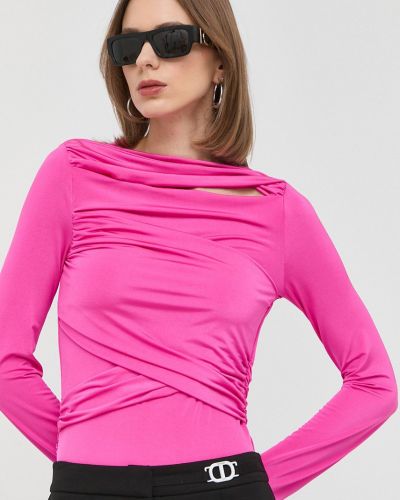 Tričko s dlouhým rukávem Victoria Beckham růžová barva