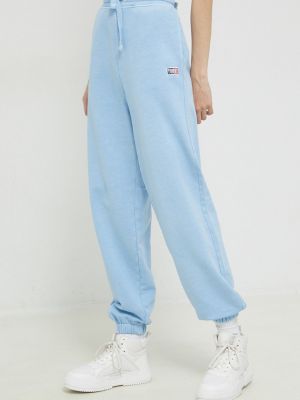 Bavlněné sportovní kalhoty s aplikacemi Tommy Jeans hnědé