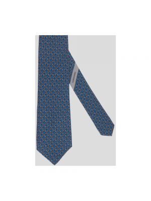 Jedwabny krawat z nadrukiem Salvatore Ferragamo niebieski