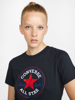 Csillag mintás póló Converse fekete