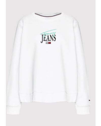 Tommy Jeans Curve Pulóver Essential Logo DW0DW12033 Fehér Regular Fit