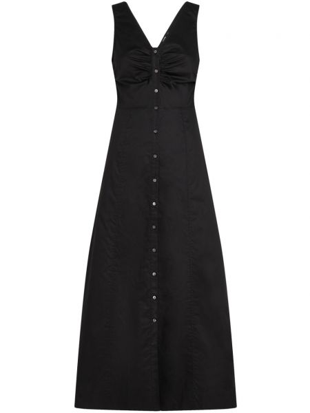Puhasta bombažna dolga obleka z gumbi Karl Lagerfeld črna