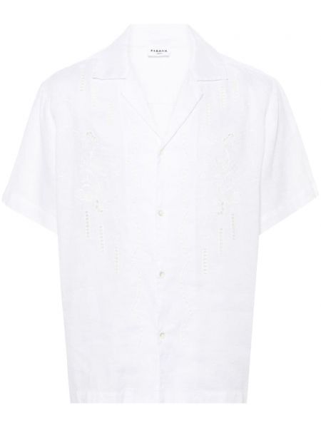 Λινό πουκάμισο με κέντημα P.a.r.o.s.h. λευκό